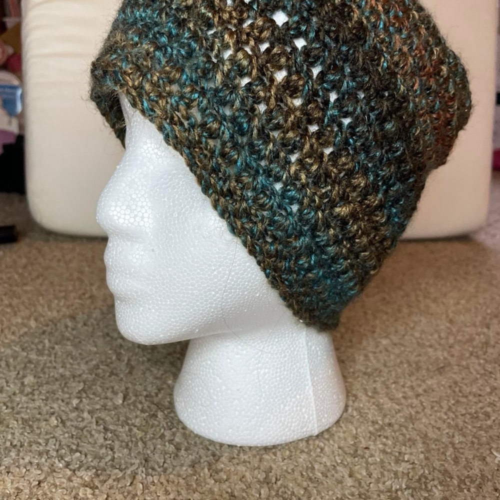 Handmade Knit Crochet Multicolor Beanie Hat - Picture 5 of 8